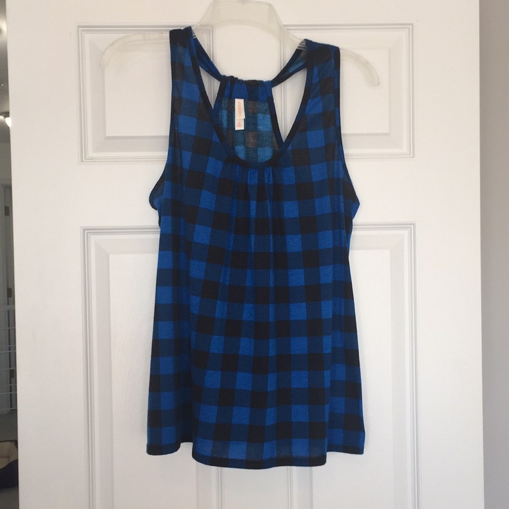 Black and blue plaid tank